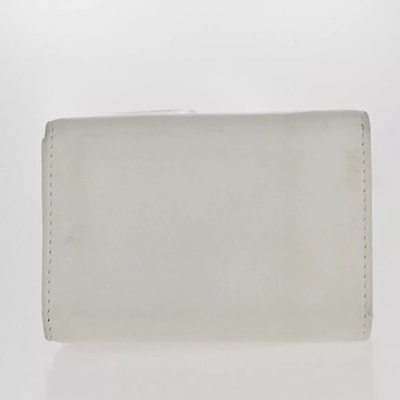 BALENCIAGA Logo Everyday Mini Trifold Compact Wallet Leather White Italy - Picture 3 of 15